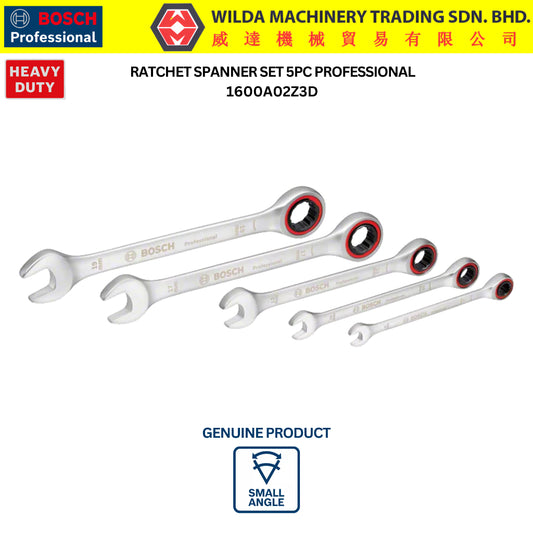 BOSCH 5PCS SATIN RATCHET SPANNER SET | 1600A02Z3D | WILDA MACHINERY