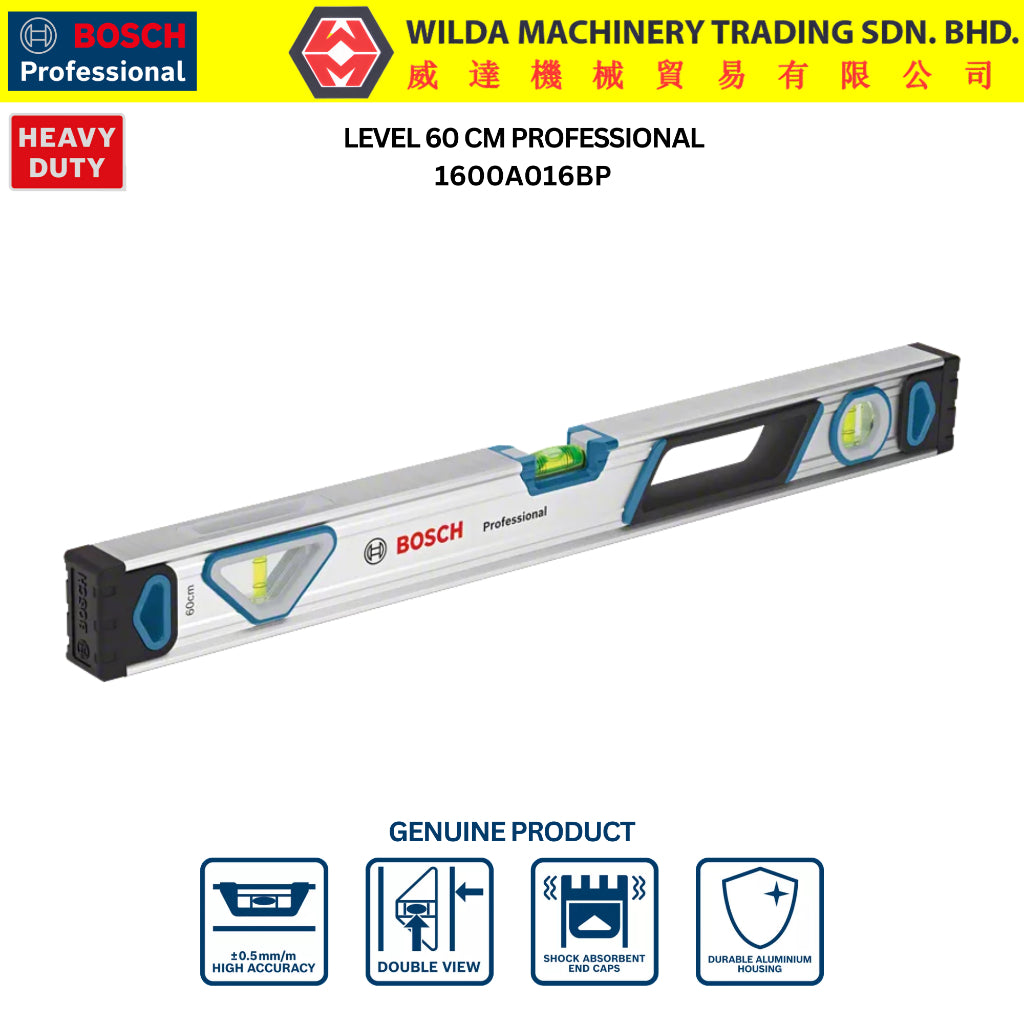 BOSCH Level Magnetic Professional | 25CM | 60CM | 120CM | 1600A016BN | 1600A016BP | 1600A016BR | WILDA MACHINERY