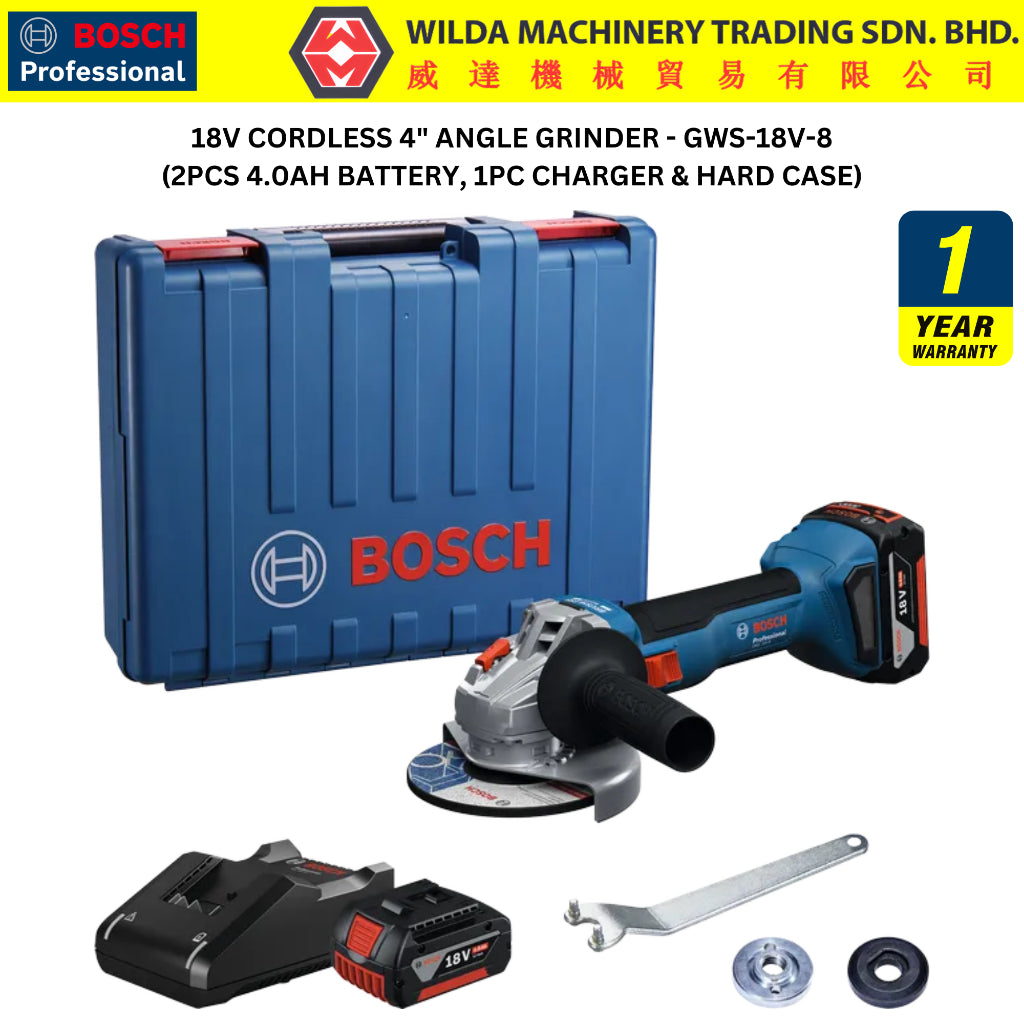 Bosch 18V Cordless 4" Angle Grinder GWS18V-8 Professional GWS 18V-8