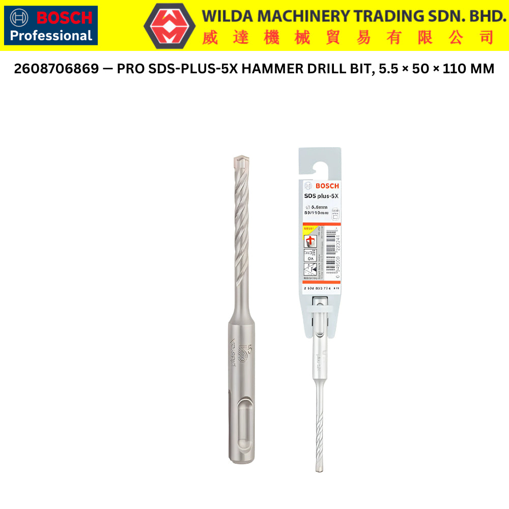 Bosch SDS-PLUS-1 / PRO SDS-PLUS-5X Concrete Drill Bits
