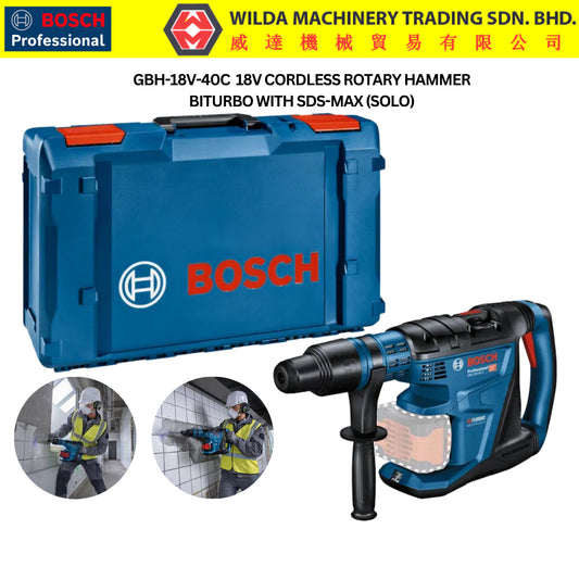 BOSCH Cordless Hammer SDS max all-rounder for concrete chiselling and drilling up to 40mm GBH 18V-40 C