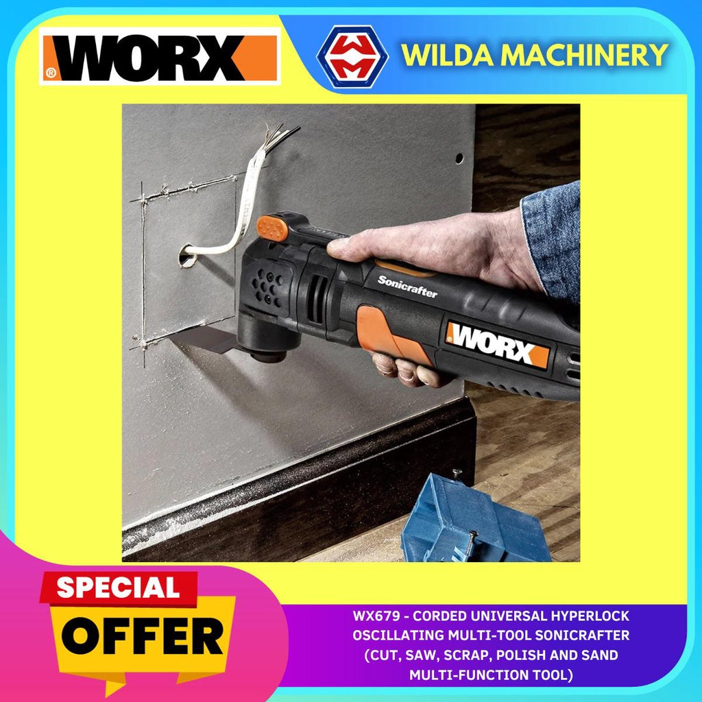WORX WX679 CORDED MULTI-TOOL SONICRAFTER FOR Cut, Saw, Scrap, Polish and Sand Multi-Function Tool