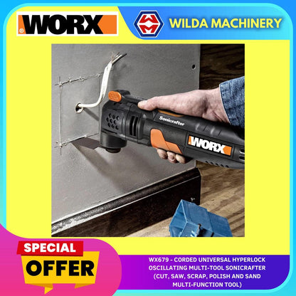 WORX WX679 CORDED MULTI-TOOL SONICRAFTER FOR Cut, Saw, Scrap, Polish and Sand Multi-Function Tool